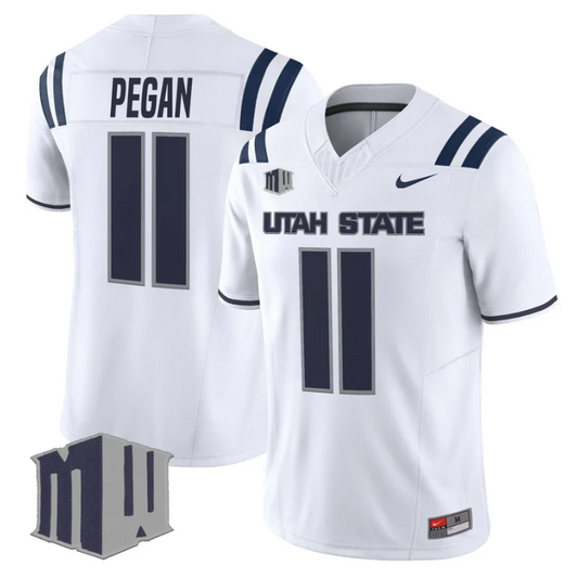 Braden Pegan Jersey #11 Utah State Aggies 2025 Vapor Limited Stitched White