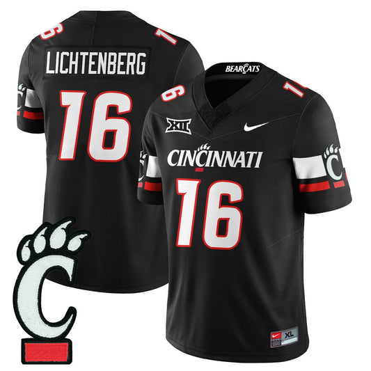 Brady Lichtenberg Jersey #16 Cincinnati Bearcats Football 2025 Stitched Black