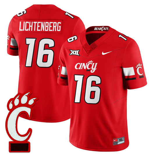 Brady Lichtenberg Jersey #16 Cincinnati Bearcats Football 2025 Stitched Red