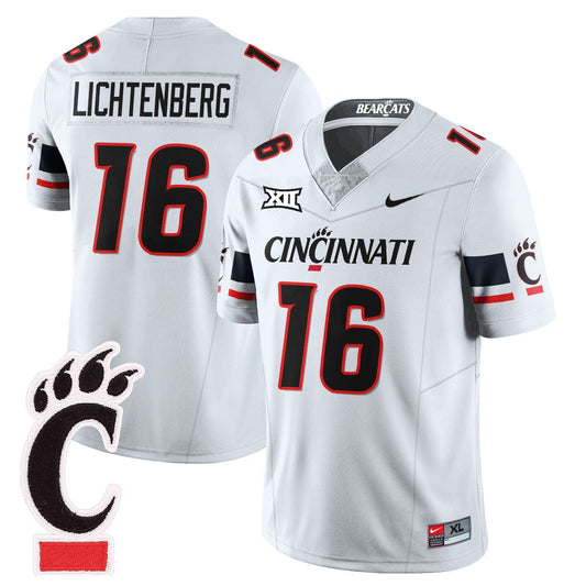 Brady Lichtenberg Jersey #16 Cincinnati Bearcats Football 2025 Stitched White