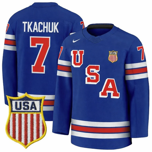 Brady Tkachuk Jersey #7 Team USA Winter Olympics 2026 Hockey Premium STITCHED Blue