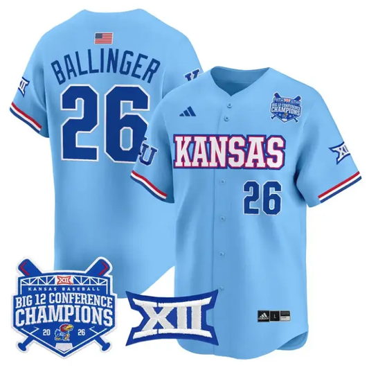 Brady Ballinger Jersey #26 Kansas Jayhawks Big 12 Champions 2026 Stitched