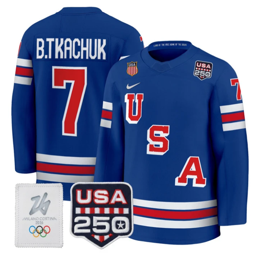 Brady Tkachuk Jersey #7 USA Olympic 250 Patch Hockey 2026 Stitched