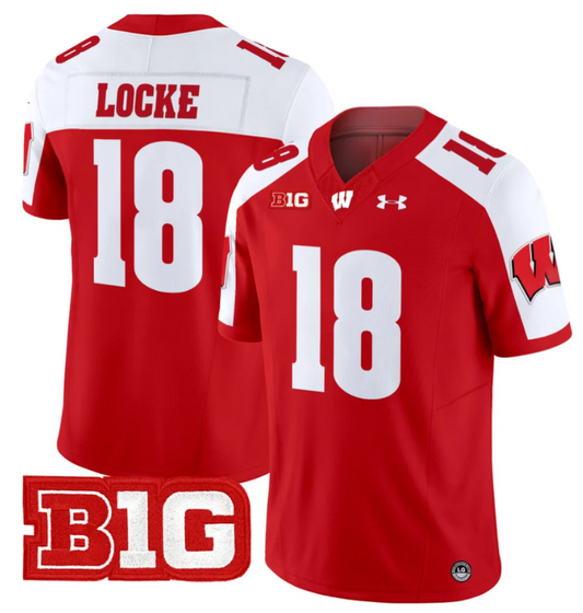 Braedyn Locke Jersey #18 Wisconsin Badgers Vapor Football Stitched Red Alternate