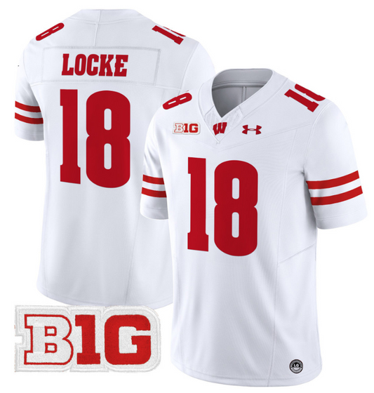 Braedyn Locke Jersey #18 Wisconsin Badgers Vapor Football Stitched White