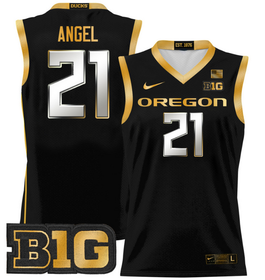 Brandon Angel Jersey #21 Oregon Ducks 2024 Lightweight Basketball Black Gold