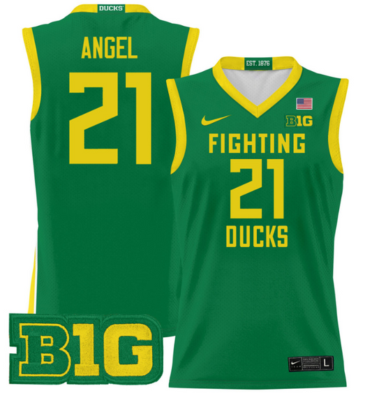 Brandon Angel Jersey #21 Oregon Ducks 2024 Lightweight Basketball Green