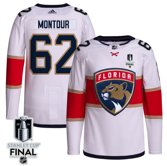 Brandon Montour 62 Florida Panthers 2024 STANLEY CUP Final Away Breakaway Jersey Men, White