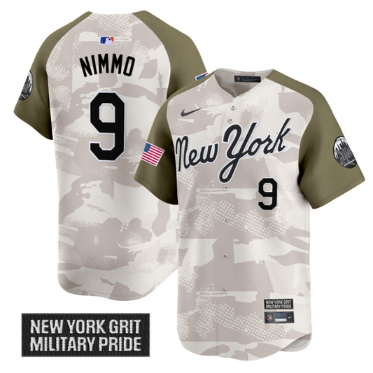 Brandon Nimmo Jersey #9 New York Mets 2025 Armed Forces Day Vapor Stitched Alternate