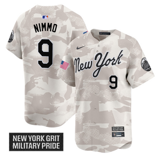 Brandon Nimmo Jersey #9 New York Mets 2025 Armed Forces Day Vapor Stitched Camo