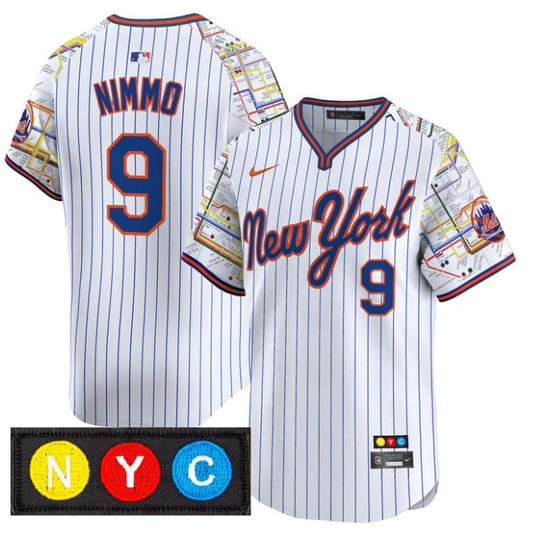 Brandon Nimmo Jersey #9 New York Mets Subway Style Vapor Premier Limited Stitched Pinstripe