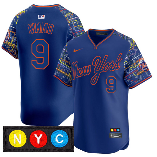 Brandon Nimmo Jersey #9 New York Mets Subway Style Vapor Premier Limited Stitched Royal