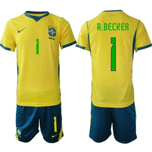 Brazil #1 A.BECKER Jersey National Team x World Cup 2026 Home On Field Soccer