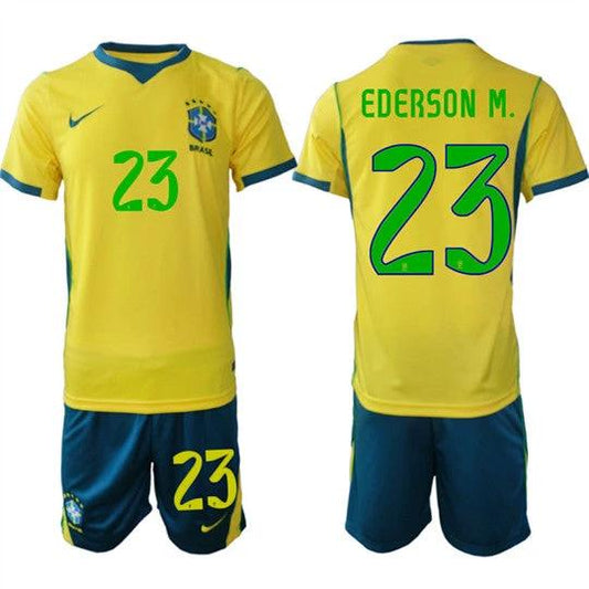 Brazil #23 EDERSON M. Jersey National Team x World Cup 2026 Home On Field Soccer