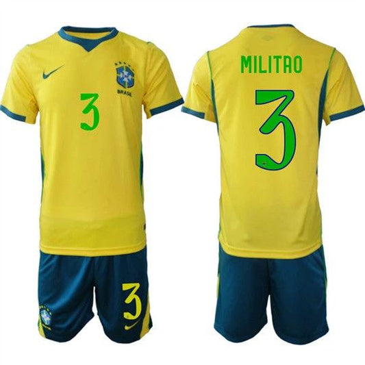 Brazil #3 MILITAO Jersey National Team x World Cup 2026 Home On Field Soccer
