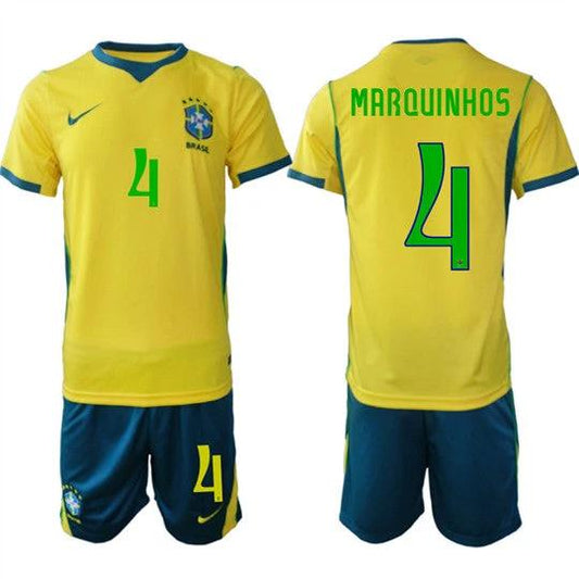 Brazil #4 MARQUINHOS Jersey National Team x World Cup 2026 Home On Field Soccer