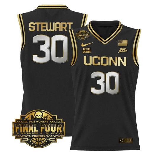 Breanna Stewart Jersey #30 UConn Huskies 2026 Final Four Stitched Black Gold