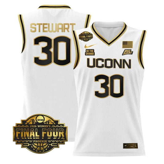 Breanna Stewart Jersey #30 UConn Huskies 2026 Final Four Stitched White Gold