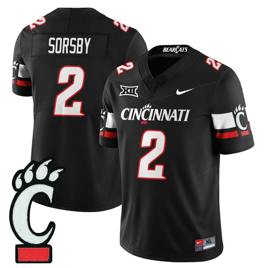 Brendan Sorsby Jersey #2 Cincinnati Bearcats Football 2025 Stitched Black