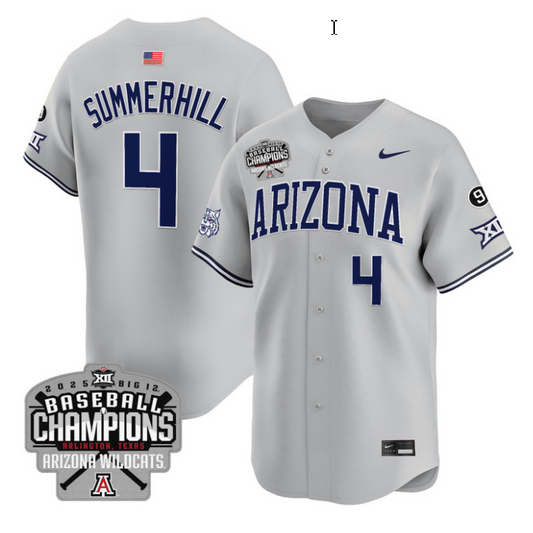 Brendan Summerhill Jersey #4 Arizona Wildcats 2025 Big 12 Champions Vapor Premier Limited Stitched