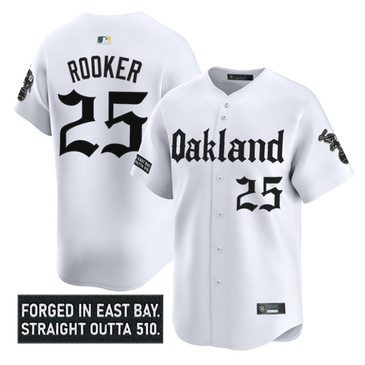 Brent Rooker Jersey #25 Oakland Athletics Gothic East Bay Edition Stitched White