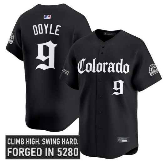 Brenton Doyle Jersey #9 Colorado Rockies Gothic Mile High Shadows Edition Black