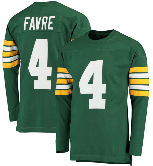Brett Favre Jersey Green Bay Packers Long Sleeve Custom Throwback Football