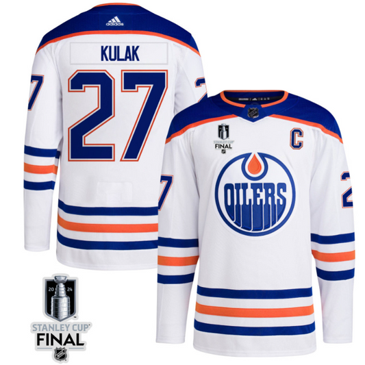 Brett Kulak 27 Edmonton Oilers 2024 STANLEY CUP Final Away Jersey Men, White