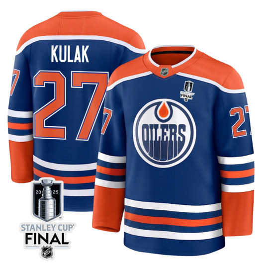Brett Kulak 27 Edmonton Oilers 2025 STANLEY CUP Final Patch Home Men Jersey Royal