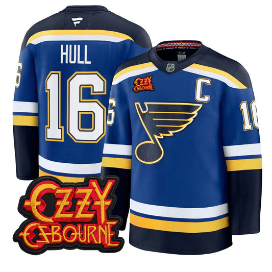 Brett Hull Jersey #16 St. Louis Blues Ozzy Osbourne Patch Stitched