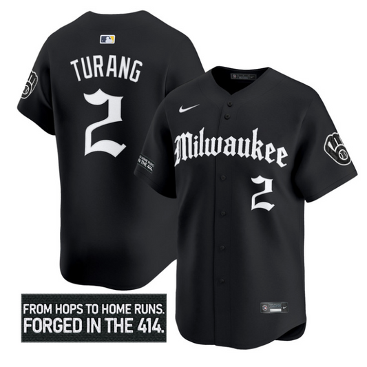 Brice Turang Jersey #2 Milwaukee Brewers Gothic 414 Shadows Edition Black