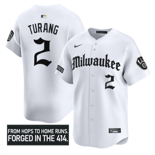 Brice Turang Jersey #2 Milwaukee Brewers Gothic 414 Shadows Edition White
