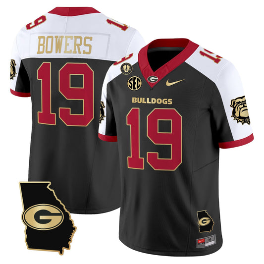 Brock Bowers Jersey #19 Georgia Bulldogs 2025 Georgia Map, Vince Dooley Stitched Alternate