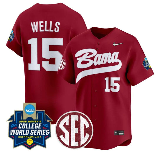 Brooke Wells Jersey #15 Alabama Softball 2026 World Series Stitched