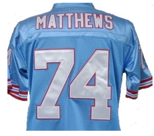 Bruce Matthews Jersey Houston Oilers Custom Throwback Football Blue