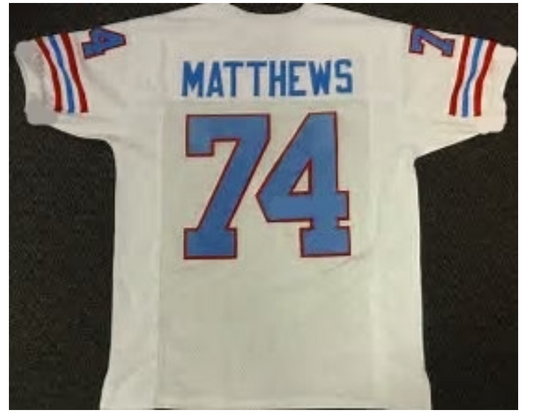 Bruce Matthews Jersey Houston Oilers Custom Throwback Football White