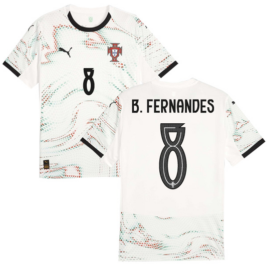 Bruno Fernandes 8 Portugal National Team 2025-26 Away Men Jersey – White
