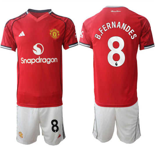 Bruno Fernandes Jersey #8 Manchester United Red Home 2025-26 Soccer Suit