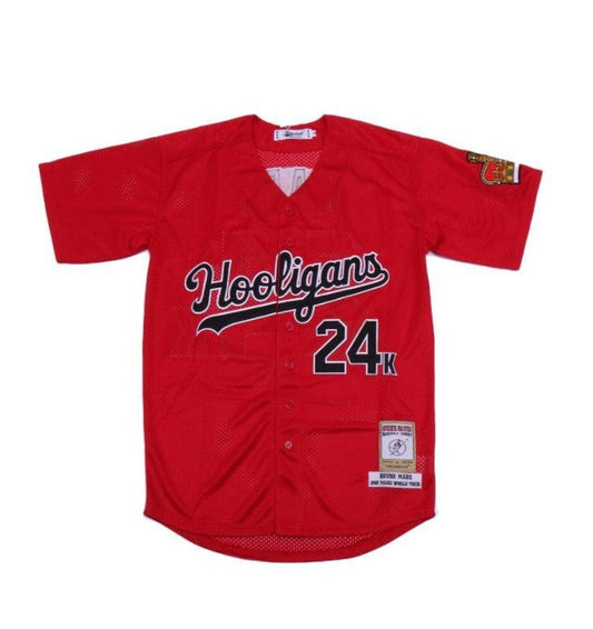Bruno Mars Hooligans 24K Baseball Jersey Red