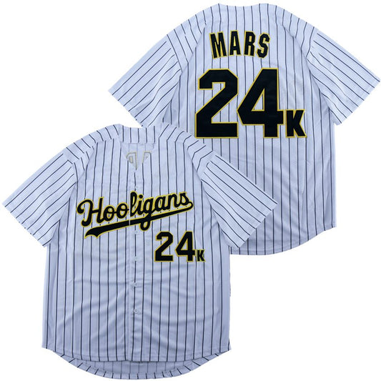 Bruno Mars Hooligans 24K Baseball Jersey White