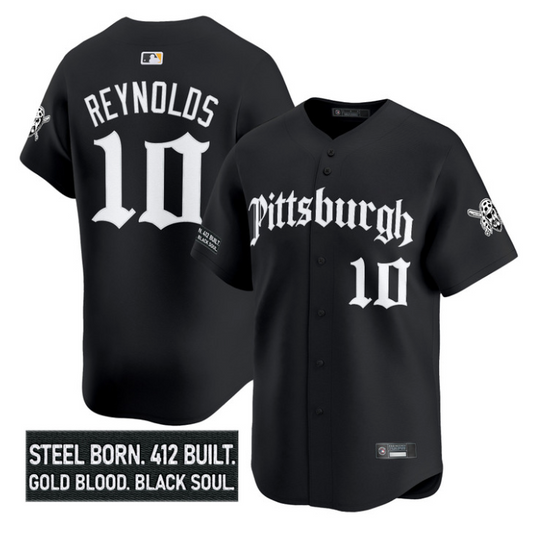 Bryan Reynolds Jersey #10 Pittsburgh Pirates Gothic Steel City Stitched Black
