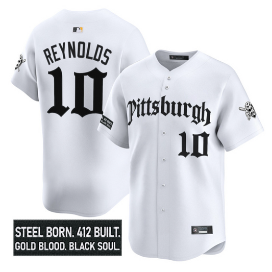 Bryan Reynolds Jersey #10 Pittsburgh Pirates Gothic Steel City Stitched White