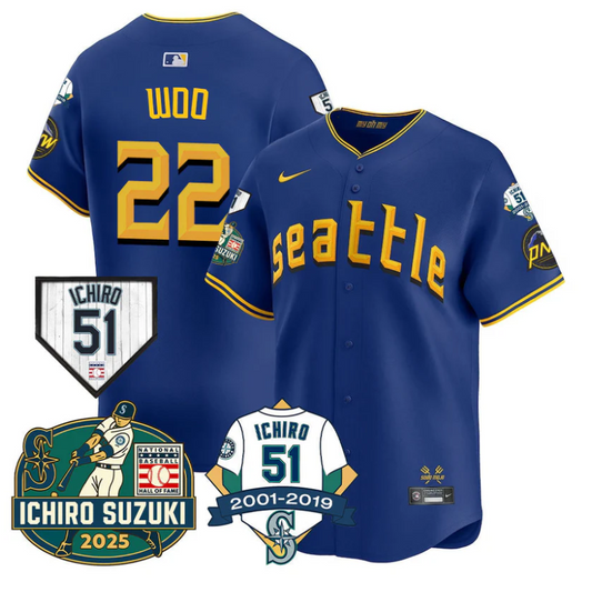 Bryan Woo Jersey #22 Seattle Mariners Ichiro Suzuki Stitched City Connect