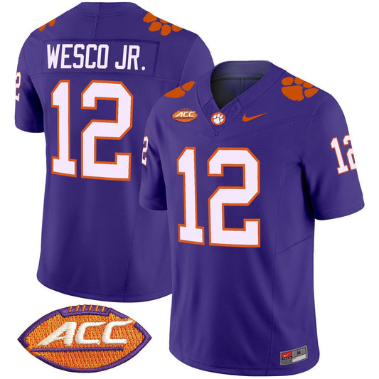 Bryant Wesco Jr Jersey #12 Clemson Tigers 2025 Vapor Limited Stitched Purple