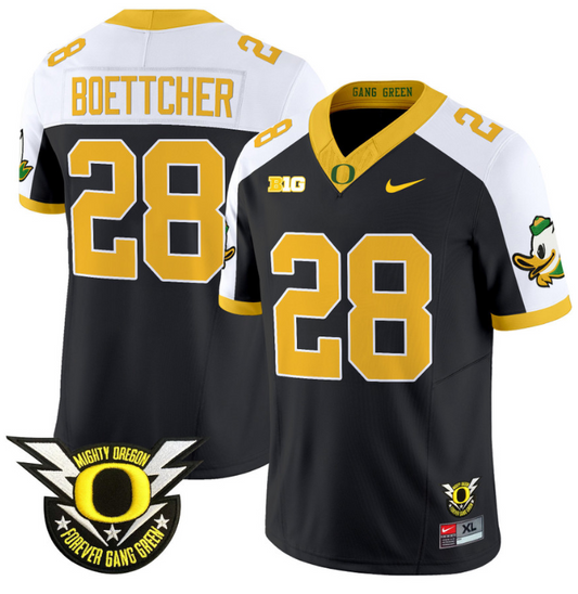 Bryce Boettcher Jersey #28 Oregon Duck Forever Gang Green Football Black Alternate