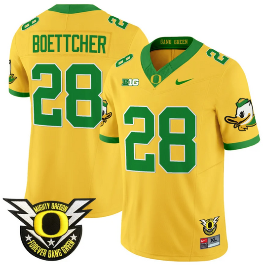 Bryce Boettcher Jersey #28 Oregon Duck Forever Gang Green Football Gold