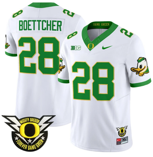 Bryce Boettcher Jersey #28 Oregon Duck Forever Gang Green Football White