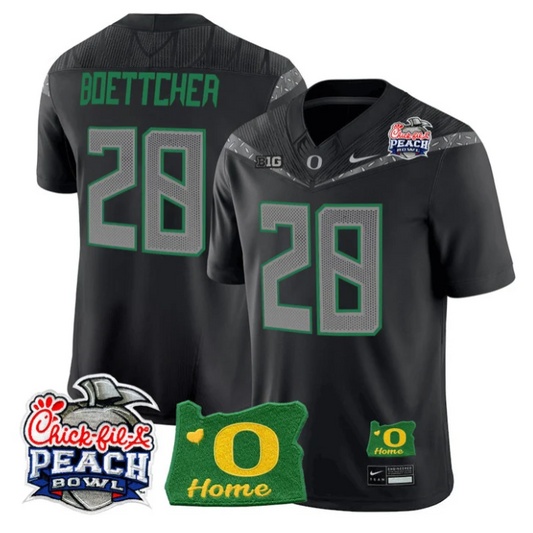 Bryce Boettcher Jersey #28 Oregon Ducks 2026 Peach Bowl Oregon State Black