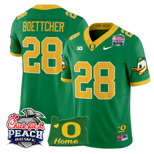 Bryce Boettcher Jersey #28 Oregon Ducks 2026 Peach Bowl Oregon State Green