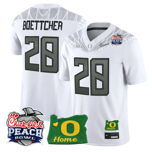 Bryce Boettcher Jersey #28 Oregon Ducks 2026 Peach Bowl Oregon State White